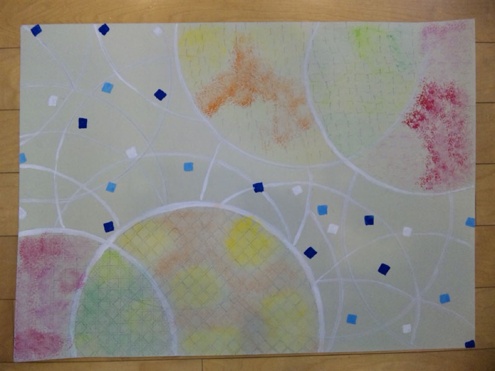 水彩と貼り絵の作品